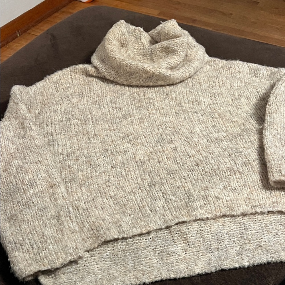 Debut Heathered Cream Cowl Neck Sweater